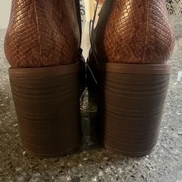 Brown Snake Print Ankle Boots - Picture 5 of 7